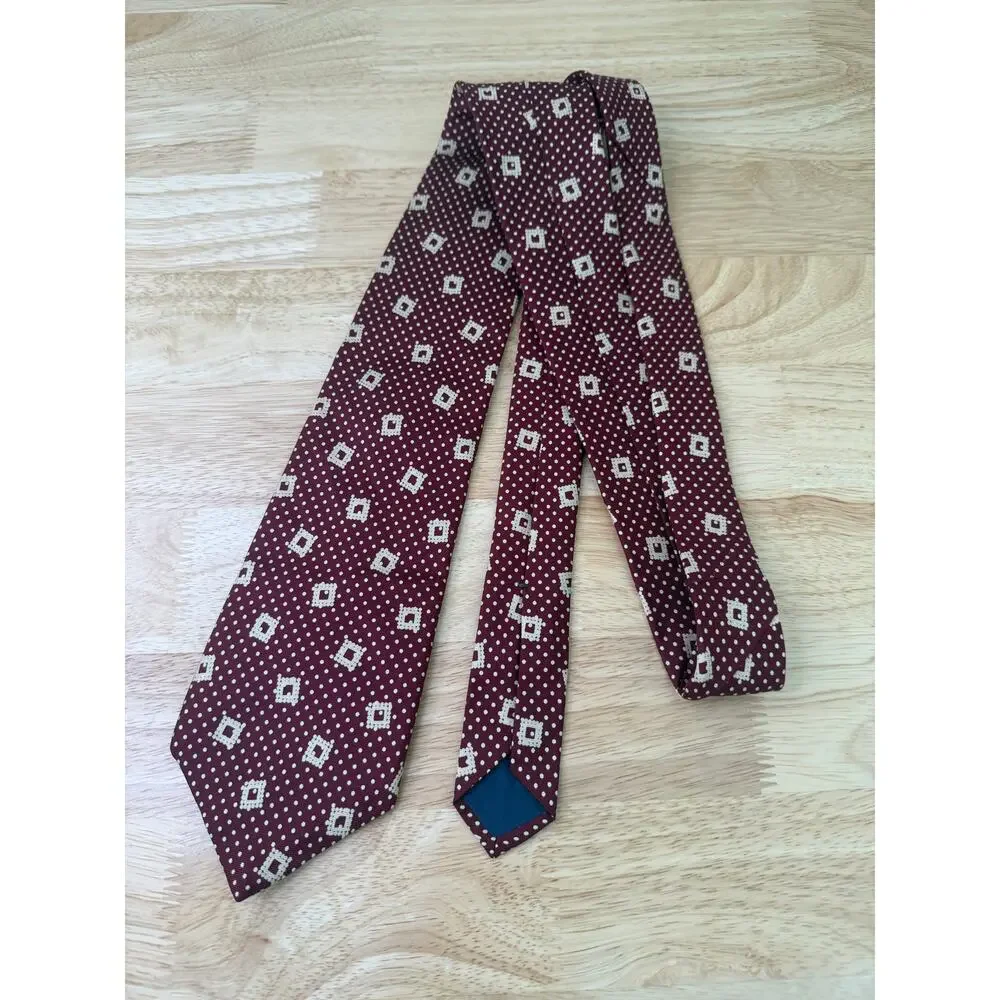 Guy Laroche Paris Men's Silk Neck Tie Red Polka Dots & Square JL